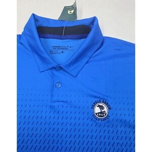 NEW Nike Golf Polo Shirt Mens L Blue Pebble Beach Golf Course Logo